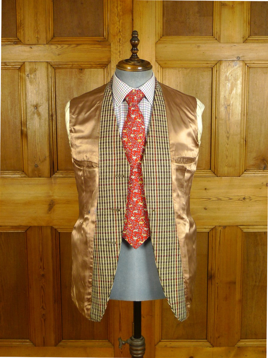25/0687 vintage redmayne heavyweight gun check tweed jacket w/ ghillie collar 37-38 short