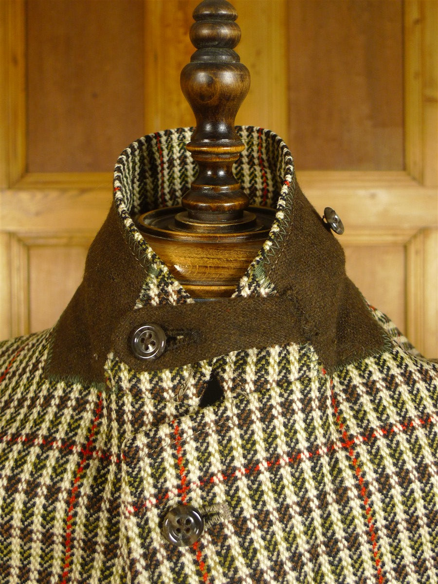 25/0687 vintage redmayne heavyweight gun check tweed jacket w/ ghillie collar 37-38 short