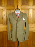 25/0690 immaculate vintage british bespoke heavyweight green / amber wp check tweed jacket 40-41 short