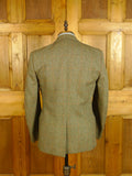 25/0690 immaculate vintage british bespoke heavyweight green / amber wp check tweed jacket 40-41 short