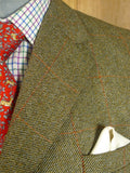 25/0690 immaculate vintage british bespoke heavyweight green / amber wp check tweed jacket 40-41 short