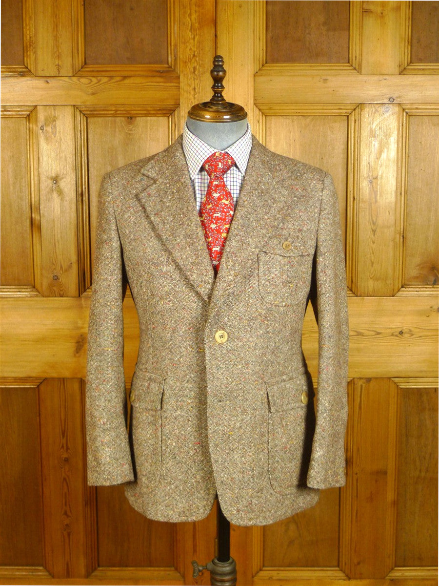 25/0691 wonderful vintage british light brown donegal weave tweed gamekeeper jacket 38-39 short