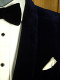 25/0693 immaculate vintage british canvassed midnight blue shawl lapel velvet evening / smoking / dinner jacket 39 short to regular
