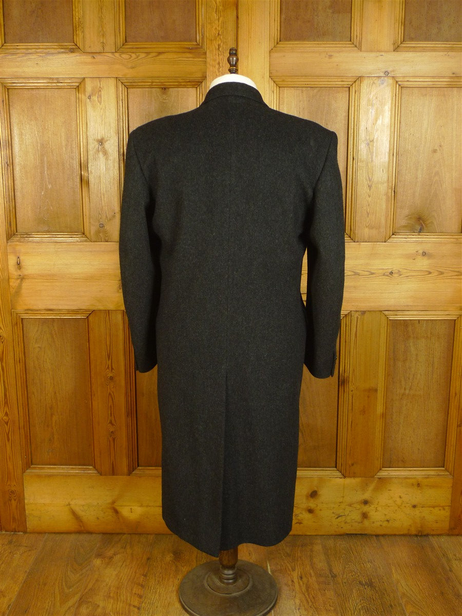 25/0704 near immaculate genuine crombie grey full-length fly-front wool overcoat coat 41-42