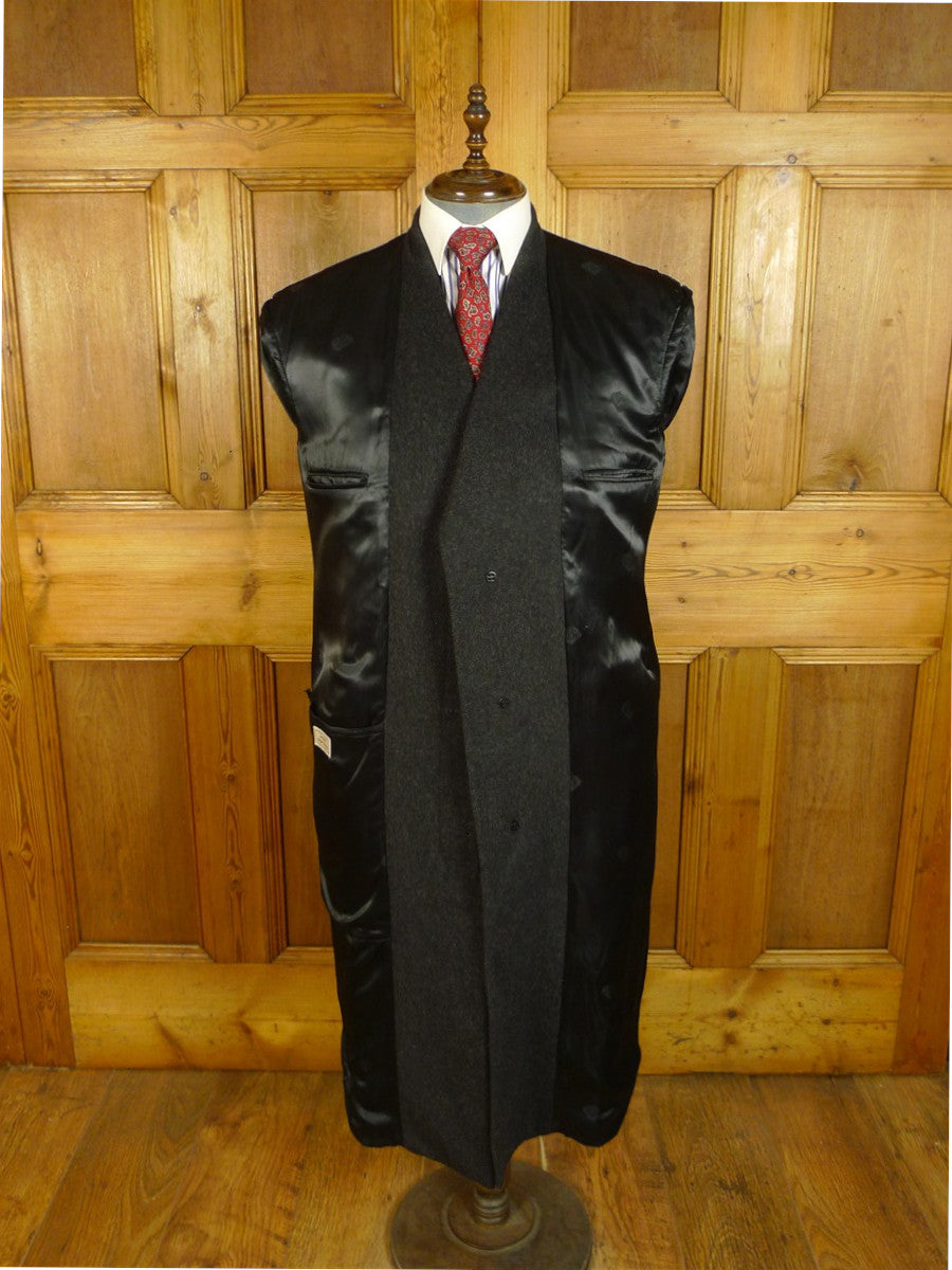 25/0704 near immaculate genuine crombie grey full-length fly-front wool overcoat coat 41-42