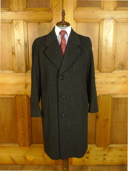 25/0702 immaculate genuine vintage heavyweight grey herringbone crombie wool overcoat 44-46