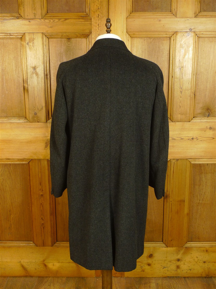 25/0702 immaculate genuine vintage heavyweight grey herringbone crombie wool overcoat 44-46