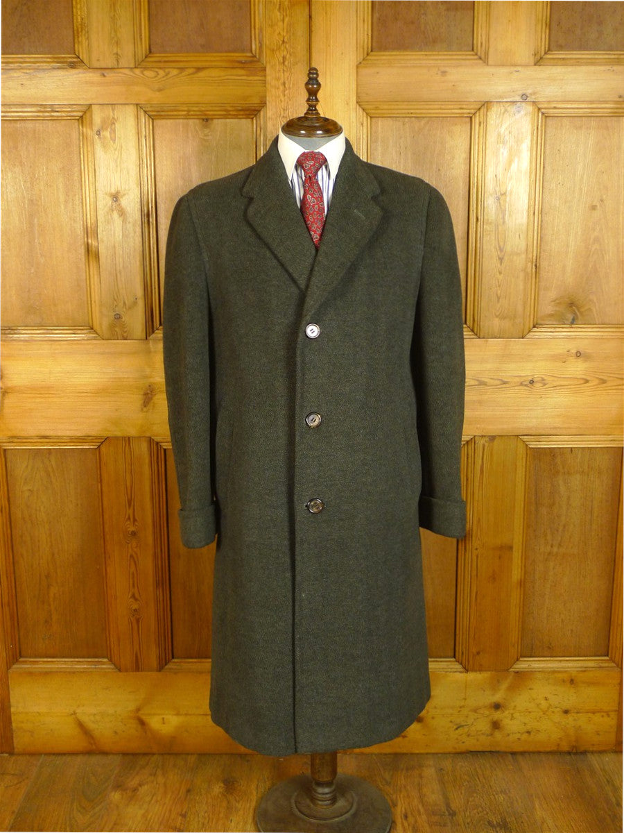 25/0701 immaculate genuine 1950s 1960s vintage extra-heavyweight grey crombie wool overcoat w/ gauntlet cuff 41-43