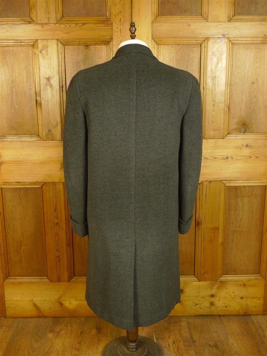 25/0701 immaculate genuine 1950s 1960s vintage extra-heavyweight grey crombie wool overcoat w/ gauntlet cuff 41-43