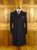 25/0700 immaculate vintage crombie wool navy blue fly-front overcoat coat 36-38