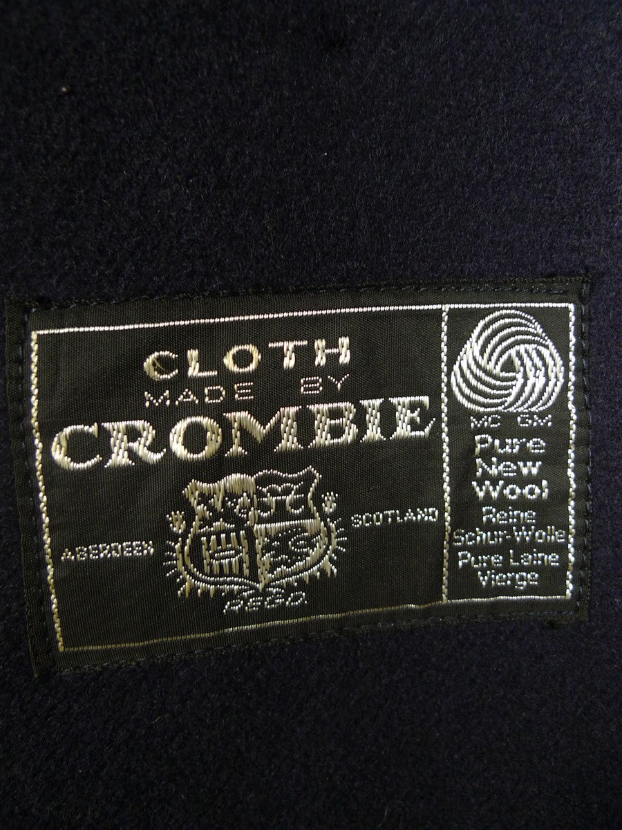 25/0700 immaculate vintage crombie wool navy blue fly-front overcoat coat 36-38