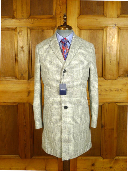 25/0686 new w/tags hackett light grey boucle glen check unlined coat overcoat 38 regular