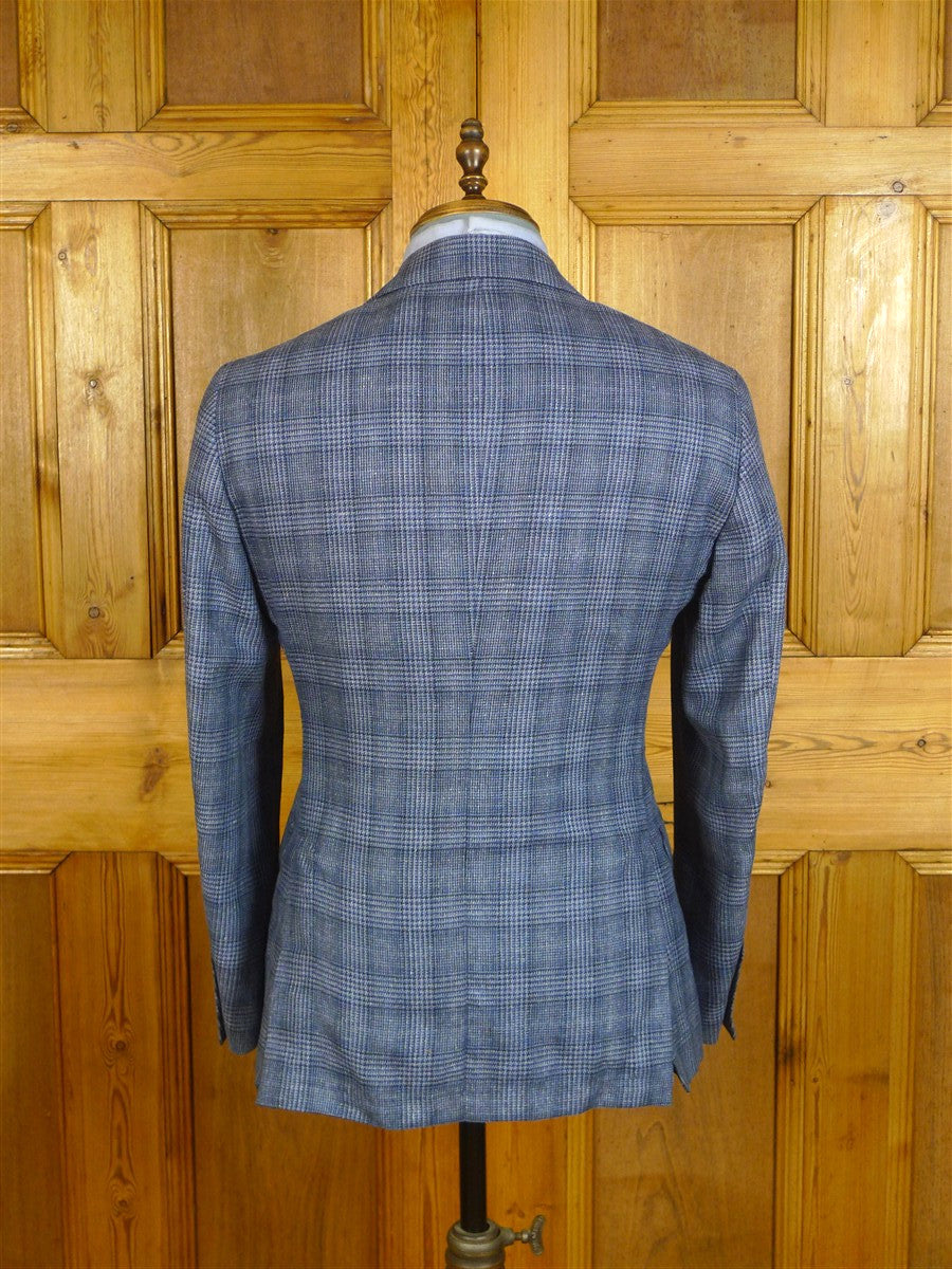 25/0696 new w/tags hackett 55% silk blue glen check sports jacket blazer (rrp £500) 38 regular