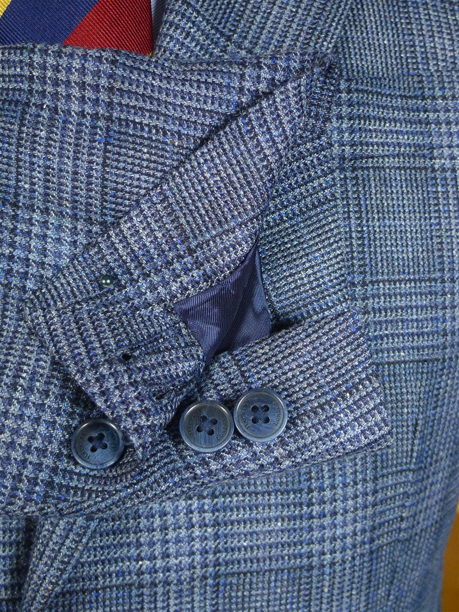 25/0696 new w/tags hackett 55% silk blue glen check sports jacket blazer (rrp £500) 38 regular