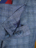 25/0696 new w/tags hackett 55% silk blue glen check sports jacket blazer (rrp £500) 38 regular