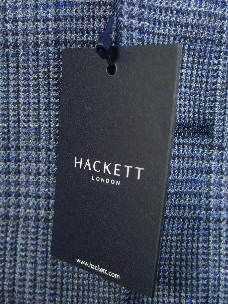 25/0696 new w/tags hackett 55% silk blue glen check sports jacket blazer (rrp £500) 38 regular