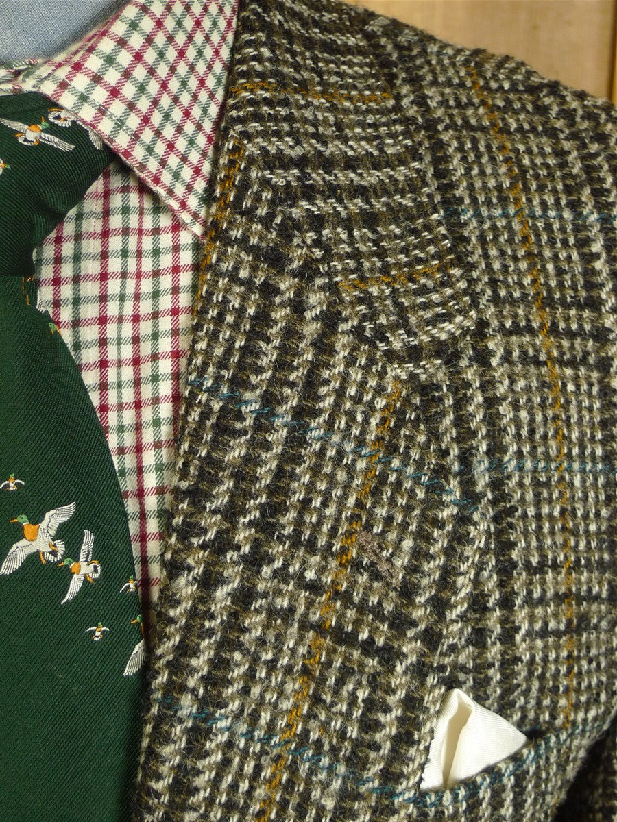 25/0710 vintage austin reed cue by tommy nutter glen check 1 button tweed sports jacket blazer 40 regular