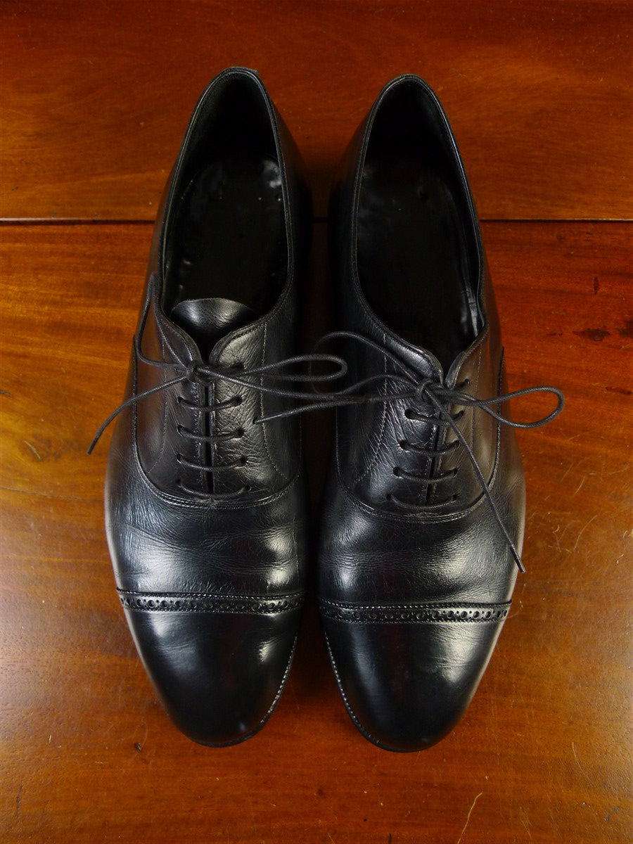 25/0736 vintage john lobb black calf leather oxford brogue trim shoe uk 10