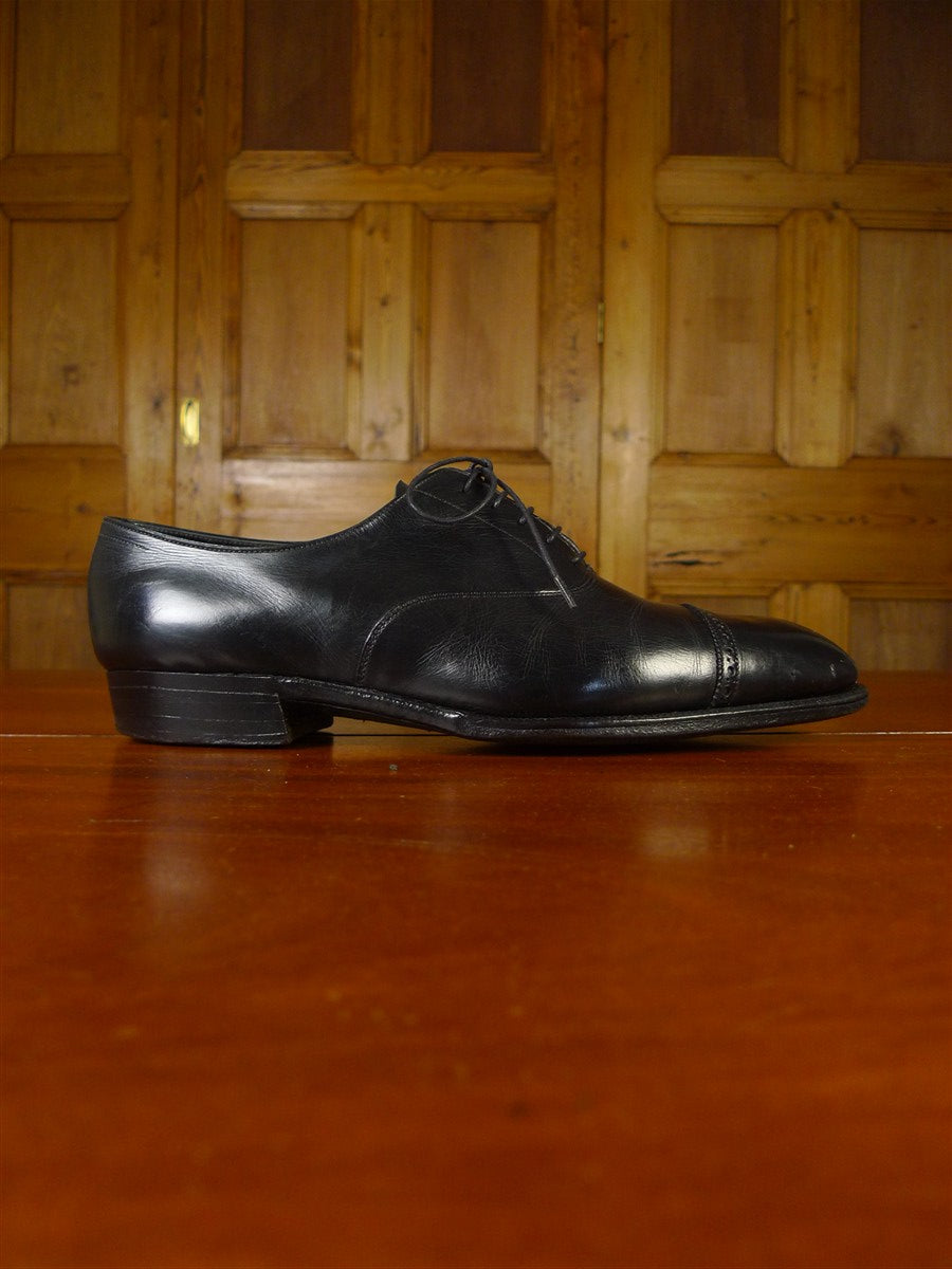 25/0736 vintage john lobb black calf leather oxford brogue trim shoe uk 10