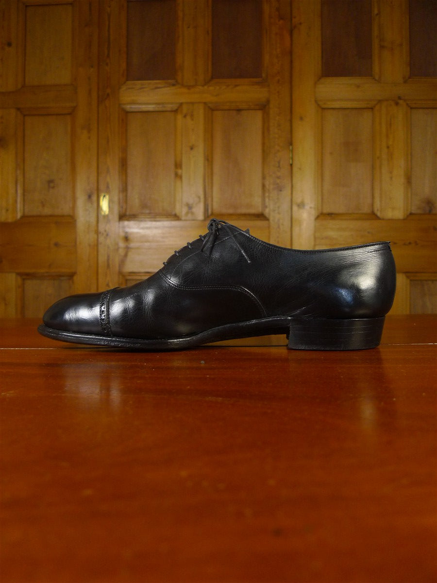 25/0736 vintage john lobb black calf leather oxford brogue trim shoe uk 10