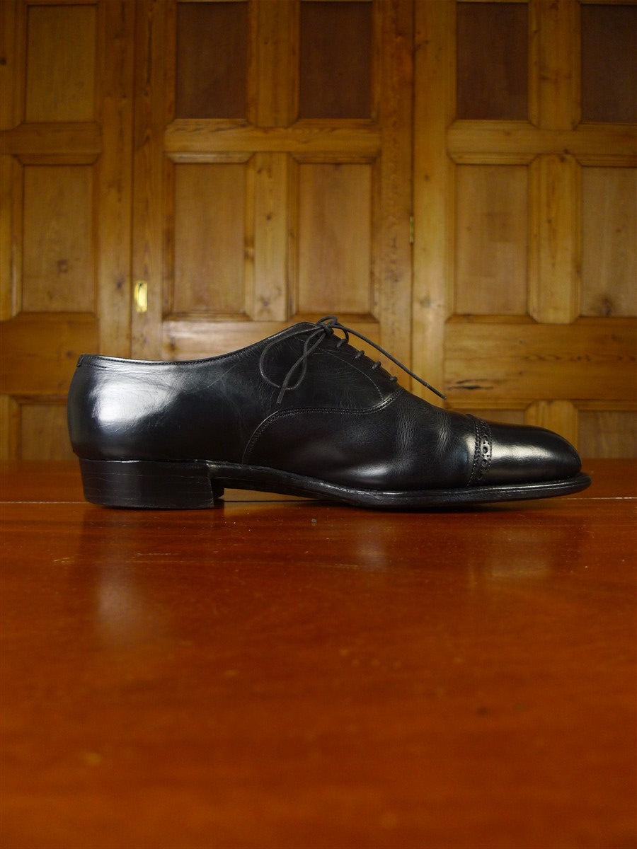 25/0736 vintage john lobb black calf leather oxford brogue trim shoe uk 10