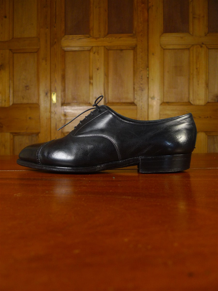 25/0736 vintage john lobb black calf leather oxford brogue trim shoe uk 10