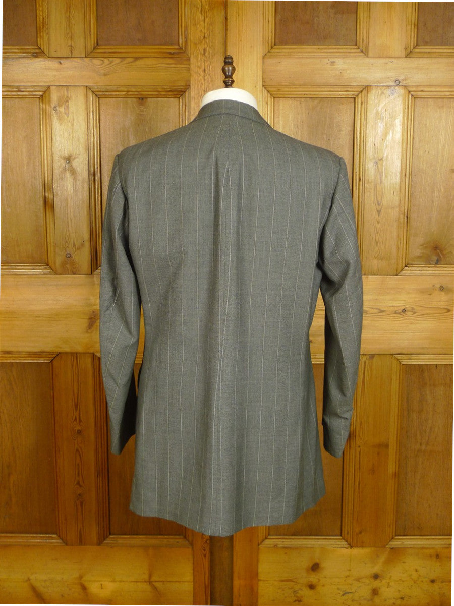 25/0733 vintage 1984 anderson & sheppard savile row bespoke grey d/b pin-stripe worsted suit 46 extra long