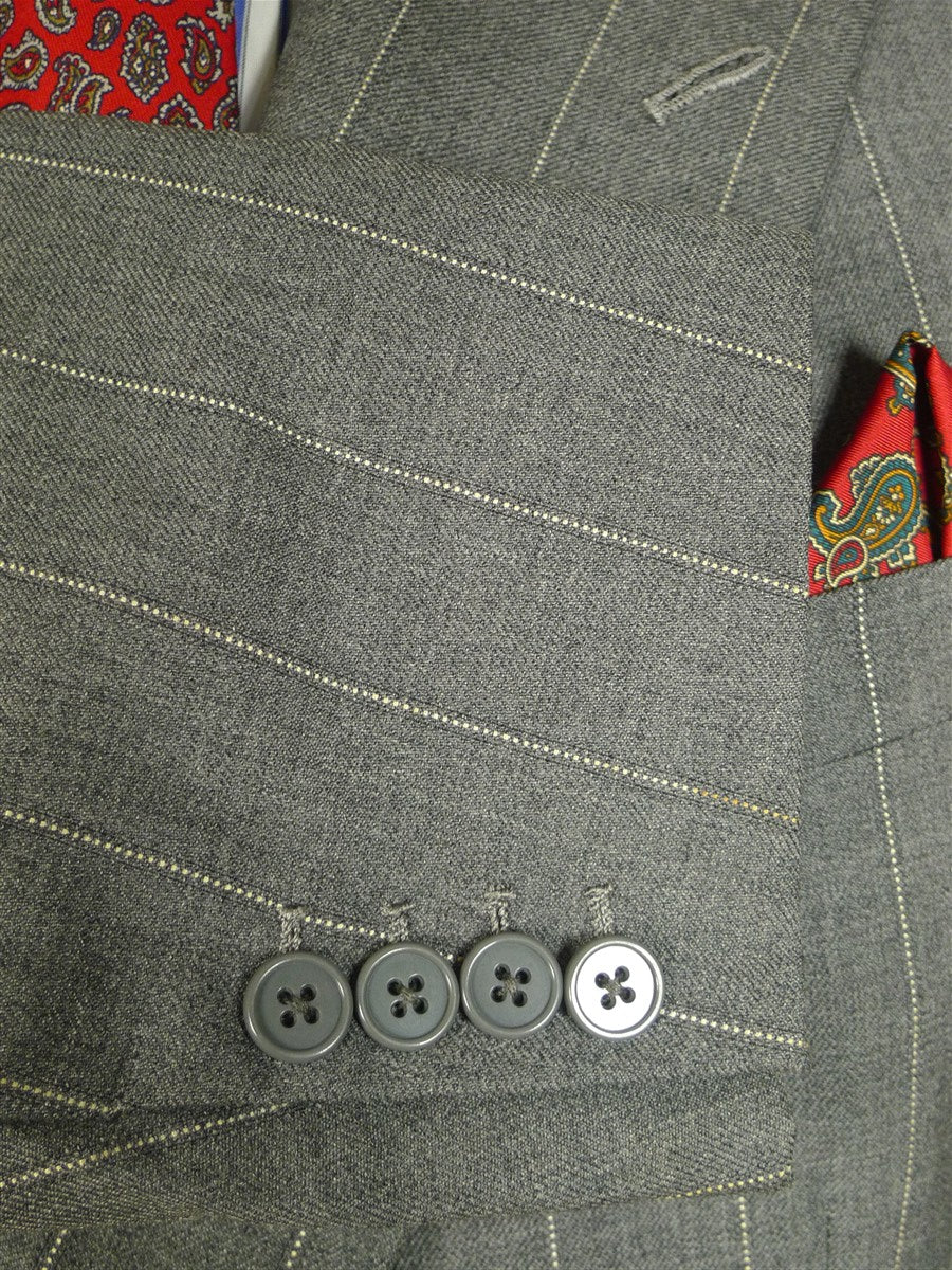 25/0733 vintage 1984 anderson & sheppard savile row bespoke grey d/b pin-stripe worsted suit 46 extra long