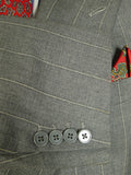 25/0733 vintage 1984 anderson & sheppard savile row bespoke grey d/b pin-stripe worsted suit 46 extra long