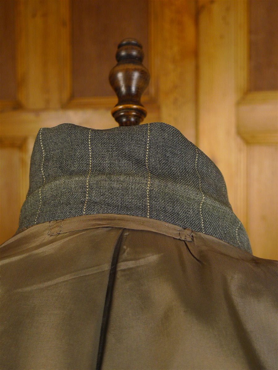 25/0733 vintage 1984 anderson & sheppard savile row bespoke grey d/b pin-stripe worsted suit 46 extra long
