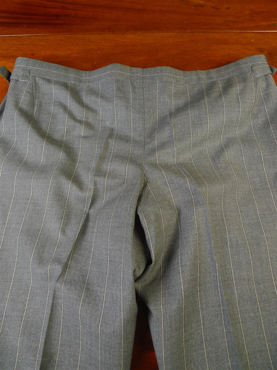 25/0733 vintage 1984 anderson & sheppard savile row bespoke grey d/b pin-stripe worsted suit 46 extra long