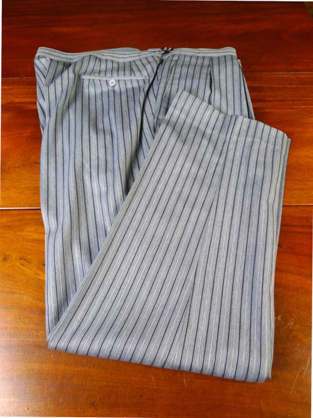 25/0725 immaculate hk bespoke tailored 'cashmere stripe' fine worsted high-rise morning trouser 45
