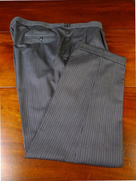 25/0727 immaculate hk bespoke tailored italian cloth 'cashmere stripe' fine worsted high-rise morning trouser 45