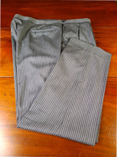 25/0726 immaculate hk bespoke tailored 'cashmere stripe' fine worsted high-rise morning trouser 46