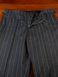 25/0732 immaculate vintage 1989 anderson & sheppard savile row bespoke charcoal grey d/b pin-stripe worsted suit 48 extra long