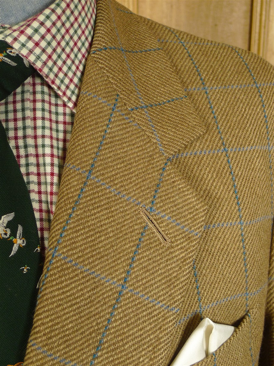 25/0717 vintage 1989 anderson & sheppard savile row bespoke beige brown wp check tweed sports jacket blazer 47-48 extra long