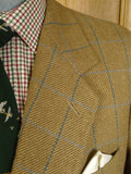 25/0717 vintage 1989 anderson & sheppard savile row bespoke beige brown wp check tweed sports jacket blazer 47-48 extra long