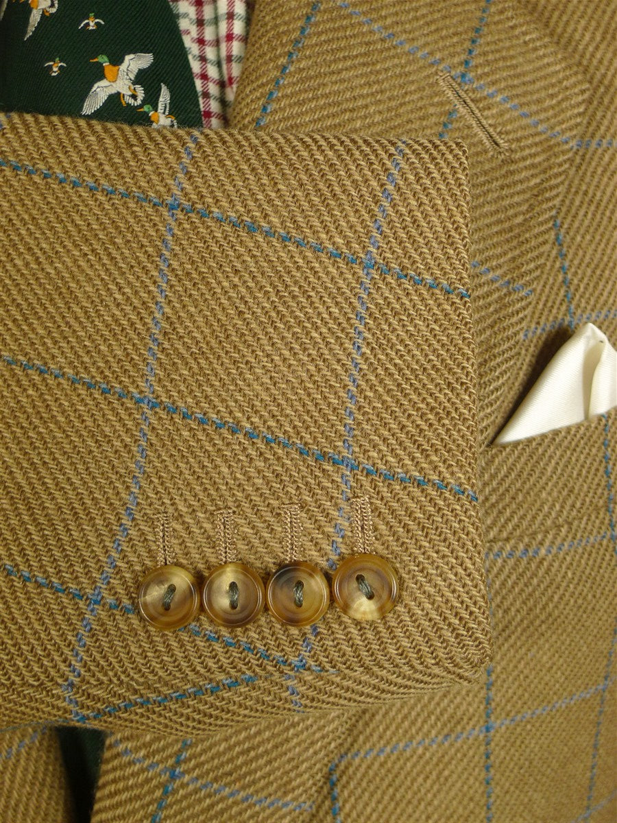 25/0717 vintage 1989 anderson & sheppard savile row bespoke beige brown wp check tweed sports jacket blazer 47-48 extra long