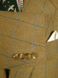 25/0717 vintage 1989 anderson & sheppard savile row bespoke beige brown wp check tweed sports jacket blazer 47-48 extra long