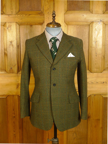 25/0740 vintage british green thornproof twist tweed jacket for goodwood revival 38 short to regular