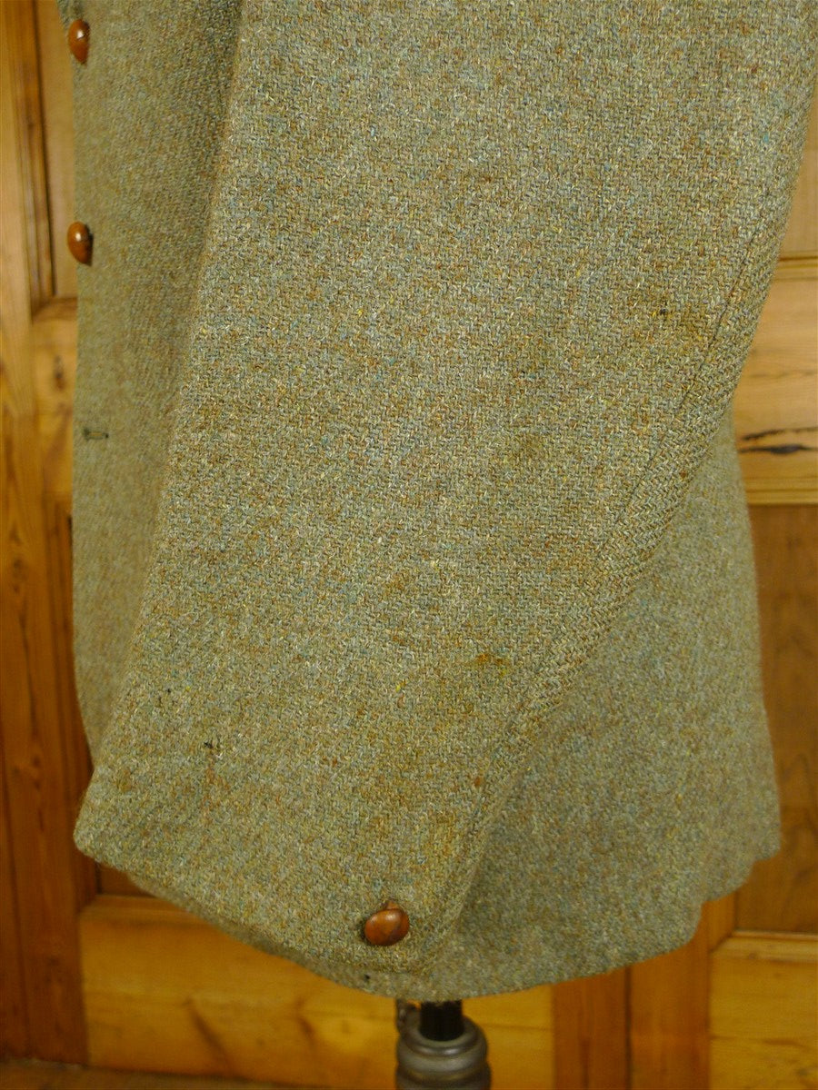 25/0741 wonderful vintage green harris tweed jacket for goodwood revival 39-40 short to regular