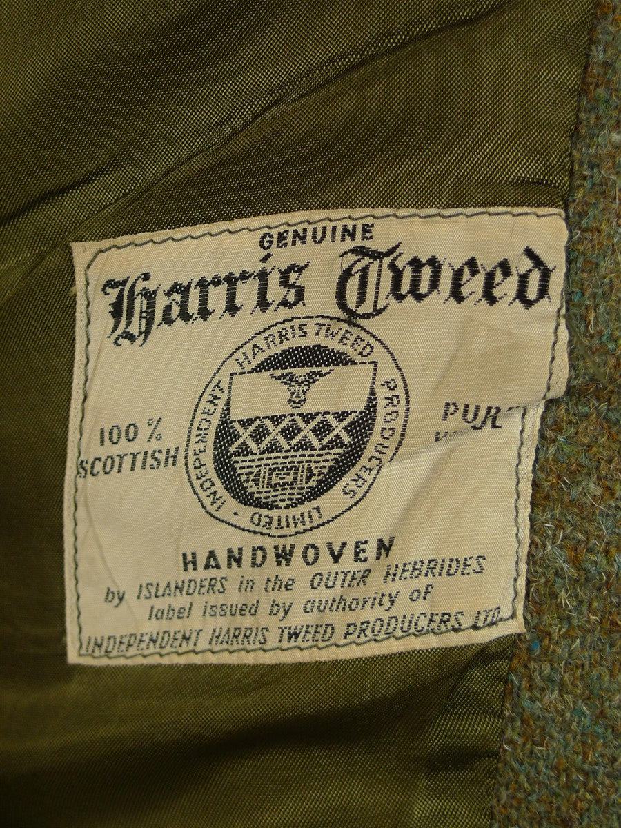 25/0741 wonderful vintage green harris tweed jacket for goodwood revival 39-40 short to regular