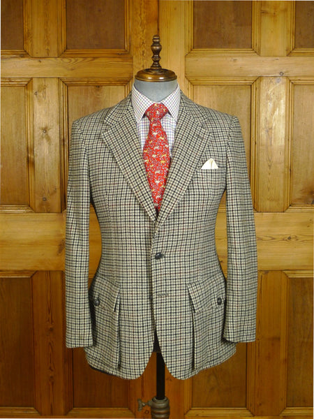 25/0747 vintage british gun check norfolk-style tweed jacket for goodwood revival 39-40 short
