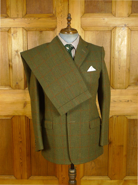 25/0753 immaculate redmayne 1992 bespoke heavyweight green wp check tweed suit 41 regular
