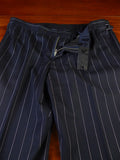 25/0754 immaculate 1989 anderson & sheppard savile row bespoke navy blue pin-stripe d/b worsted suit 47 extra long