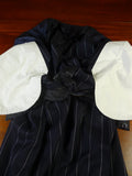 25/0754 immaculate 1989 anderson & sheppard savile row bespoke navy blue pin-stripe d/b worsted suit 47 extra long