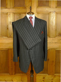25/0755 immaculate 2011 anderson & sheppard savile row bespoke grey tram-stripe worsted flannel suit 48 short to regular
