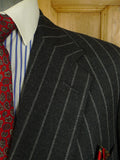 25/0755 immaculate 2011 anderson & sheppard savile row bespoke grey tram-stripe worsted flannel suit 48 short to regular