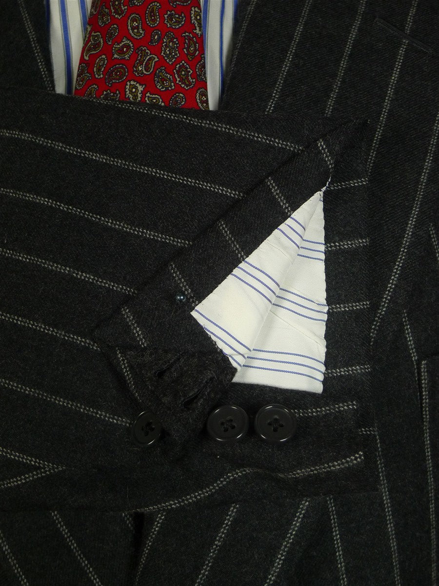 25/0755 immaculate 2011 anderson & sheppard savile row bespoke grey tram-stripe worsted flannel suit 48 short to regular