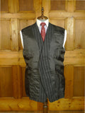 25/0755 immaculate 2011 anderson & sheppard savile row bespoke grey tram-stripe worsted flannel suit 48 short to regular